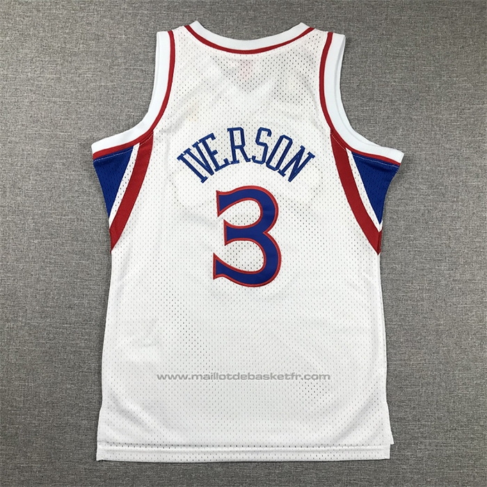 Maillot Enfant Philadelphia 76ers Allen Iverson #3 Mitchell & Ness 1996-97 Blanc